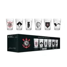 Copo De Vidro Americano Corinthians Oficial Conjunto Com 6