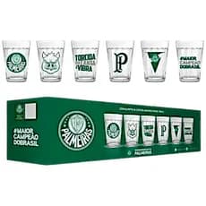 Copo De Vidro Americano 190ml Oficial Palmeiras Conjunto com 6 unidades