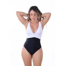 Maiô Feminino Modelador Decote V Transpassado com Bojo Moda Praia Elegante