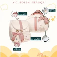 Kit Maternidade 2 Peças Bolsa e Mochila Personalizado Térmica Impermeável, Coleção França