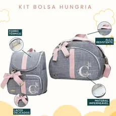 Kit Maternidade 2 Peças Bolsa e Mochila Personalizado Térmica Impermeável, Coleção Hungria