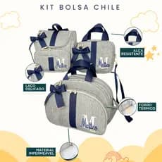 Kit Maternidade 3 Peças Duas Bolsas, Mochila - Personalizado Térmica Impermeável, Coleção Chile