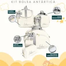 Kit Maternidade 4 Peças Duas Bolsa, Mochila e Estojo Personalizado Térmica, Coleção Antártica