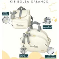 Kit Maternidade 2 Peças Bolsa e Mochila Personalizado Térmica Impermeável, Coleção Orlando