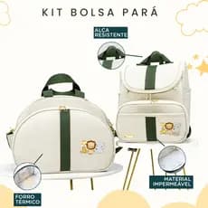 Kit Maternidade 2 Peças Bolsa e Mochila Personalizado Térmica Impermeável, Coleção Pará