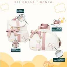 Kit Maternidade 2 Peças Bolsa e Mochila Personalizado Térmica Impermeável, Coleção Firenza