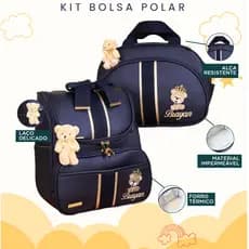 Kit Maternidade 2 Peças Bolsa e Mochila Personalizado Térmica Impermeável, Coleção Polar