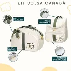 Kit Maternidade 2 Peças Bolsa e Mochila Personalizado Térmica Impermeável, Coleção Canadá