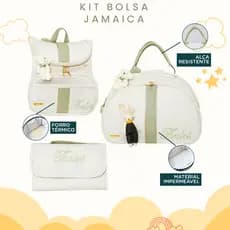 Kit Maternidade 3 Peças Bolsa, Mochila e Trocador  Personalizado Térmica Impermeável,Coleção Jamaica