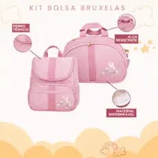 Kit Maternidade 2 Peças Bolsa e Mochila Personalizado Térmica Impermeável, Coleção Bruxelas
