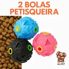 Kit com 2 Bolas Petisqueiras Interativas para Cachorro – Brinquedo Pet Dispensa Ração e Petisco