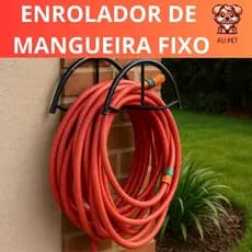 Suporte Enrolador Meia Lua para Mangueira Jardim até 50m Parede com Kit Instalação