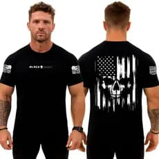 Camiseta Dry Fit Original Masculina Caveira Skull Bandeira White Black Army