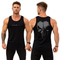 Camiseta Regata Dry Fit Original Masculina Caveira Justiceiro das Sombras Black Army