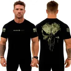 Camiseta Dry Fit Masculina Justiceiro Camuflado Pantano Especial Caveira Black Army