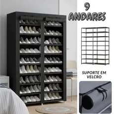 Sapateira Organizador De Calçados 9 Prateleiras Desmontável Com 9 Andares Suporta Até 54 Pares Top