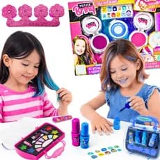 Kit 3 brinquedos Beleza Infantil Completo Maquiagem Esmalte Mechas Coloridas Presente Menina Fashion