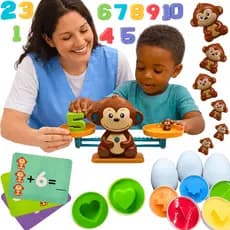 Kit Balança Matemática Infantil Montessori Com Números Contagem E Encaixe Educativo ovos pedagogico