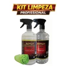 Kit Flotador Limpeza Pesada Desengordurante 1L + Cera Líquida Automotiva 1L + Pano Microfibra Agylly