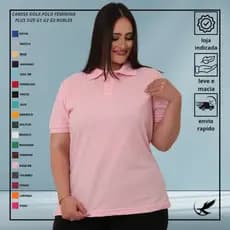 Camiseta Feminina Gola Polo Piquet Plus Size Casual Trabalho