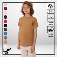 Camiseta Básica Infantil Juvenil 100% Algodão Premium Manga Curta Unissex Tam:  4 ao 16 ROBLES