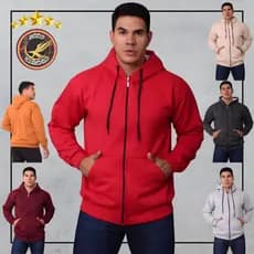Blusa de moletom masculino canguru com ziper capuz forrado e bolsos