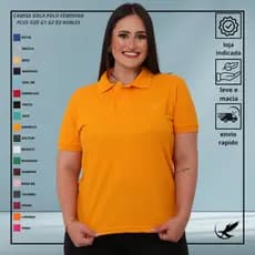 Blusa Gola Polo Piquet Feminina Babylook Tshirt Plus Size g1 g2 g3 Uniforme Casual Dia A Dia