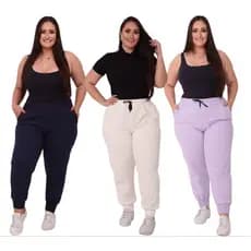 Kit 3 Calças Moletom Feminina Flanelada Plus Size g1 g2 g3 Super Quente Lindas De Alta Qualidade Casual Luxo