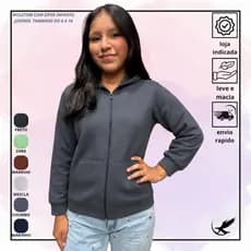 Moletom Aberto Com Zíper Infantil Juvenil Unissex Menina e Menino