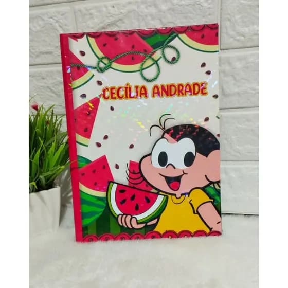 Caderno Brochura Grande Personalizado 96 Folhas Magali - Caderno Brochura Grande Personalizado Menina Magali