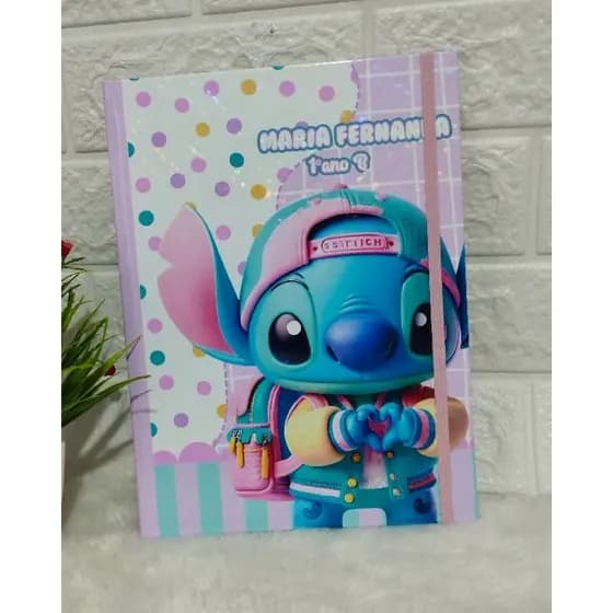 kit 3 cadernos brochuras personalizados Stich - Caderno Escolar Personalizado Menina