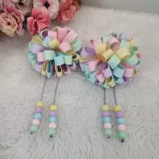 parzinho pompom fita cores candy color pompom fita
