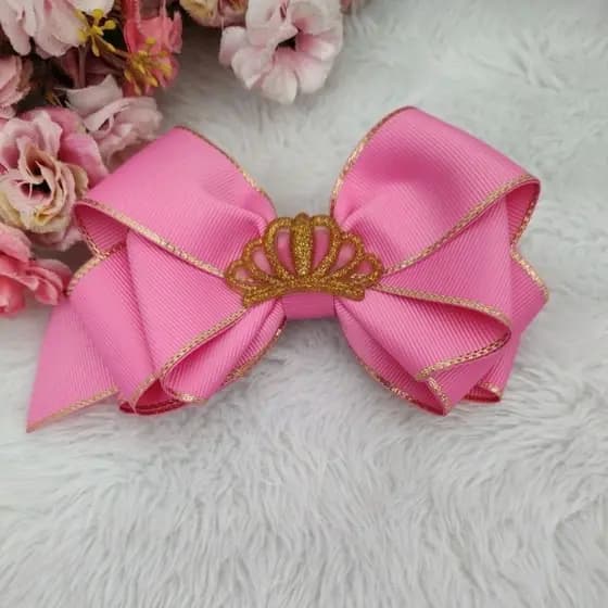 laço princesa laço rosa laço grande com coroa