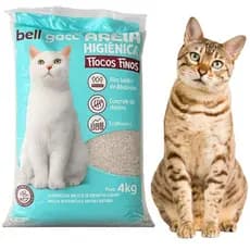 Areia Fina Grãos Finos Alta Absorção Controle Odor 4kg Sanitária Gramatura Fina Bellgato