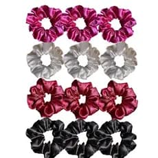 Kit Xuxinha scrunchie cetim prendedor de cabelo 4 cores tamanho grande reforçada