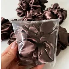 Scrunchie Marrom de cetim Xuxa de cabelo Macia kit