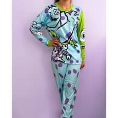 Conjunto Pijama Feminino Monstros Monsters | Manga Longa | Suede Macio | PP–EXG (Plus Size)