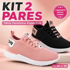 Kit 2 Pares Tênis Feminino Moderno Casual Fitness Academia Confortável Do 34 ao 39 Promoção