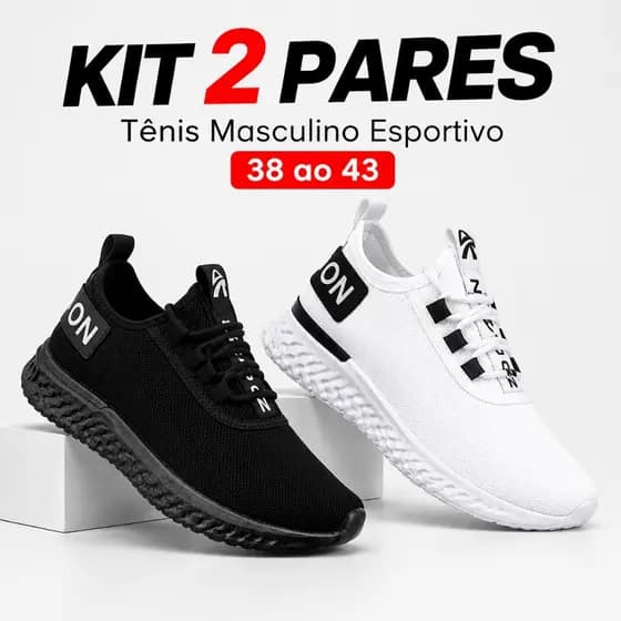 Kit 2 Pares Tênis Masculino Fitness Academia Caminhada Trabalho Confortável Promoção Do 38 ao 43