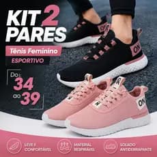 Combo 2 Pares Tênis Feminino Moda Casual Esportivo Leve Caminhada Academia Confortável