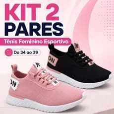 Tênis Feminino Kit 2 Pares Esportivo Casual Leve Respirável Para Caminhada Academia Do 34 ao 39