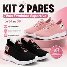 Oferta 2 Pares Tênis Feminino Esportivo Casual Academia Caminhada Leve Confortável 34 ao 39 Promoção