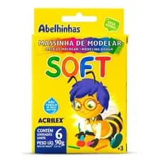 Massinha de Modelar Acrilex Soft 90g 6 Cores