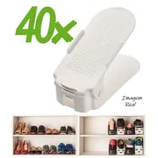 Organizador de Sapatos Branco Regulagem de Altura - 40 Unidades