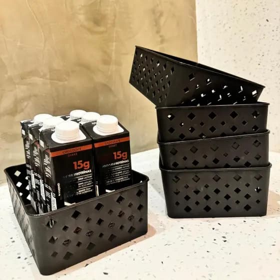 Kit Cestos Organizadores Coloridos Caixa Organizadora Multiuso Empilhável Gaveta Armário 16x12x6,5cm
