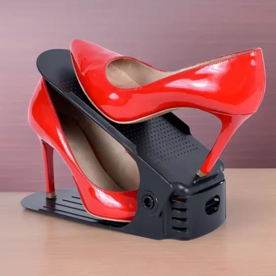 Kit 10 Organizador Para Sapatos Suporte Tênis  Unidade Saltos Preto com Regulagem Altura