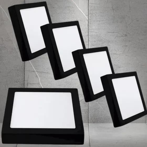 Painel Plafon 18w Kit 5 Led Quadrado Embutir Preto Frio Luminária Teto Gesso Pvc