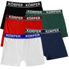 Kit com 5 Cuecas Boxer Masculinas Korper Cores Sortidas Conforto Premium