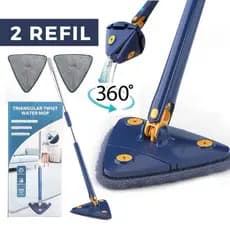 Esfregão Mop Triangulo Ajustável Giratório 360° Multiuso 2 Refil Rodo de Limpeza