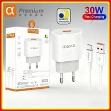 Kit Carregador 30W Turbo 6.1A USB + Cabo tipo c Carregamento rápido original A’Gold